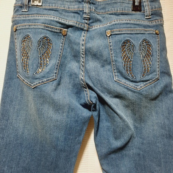V Cristina‎ Women's Stretchy Straight Leg Embellished Pocket Jean 10 - Picture 6 of 9